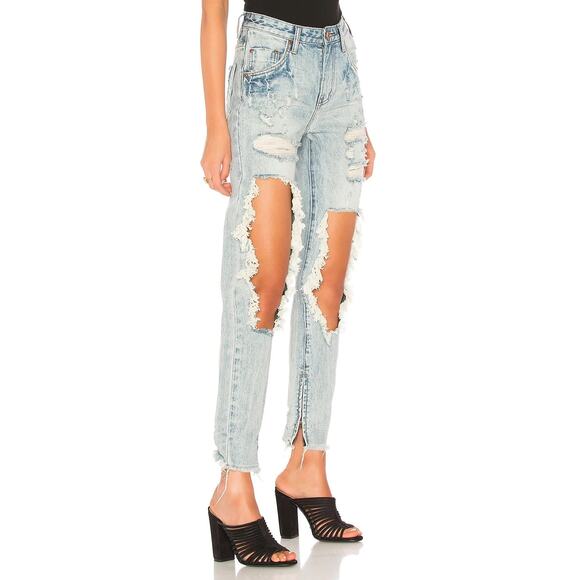 One Teaspoon Blue Hart Freebird Denim Jeans High Waist Distressed Size 26 NWT - Picture 2 of 8